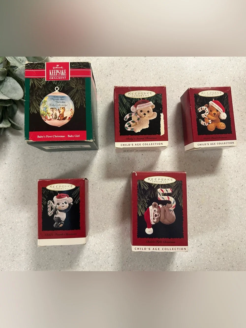Vintage Hallmark Baby’s First Christmas & 2nd 3rd 4th 5th Christmas Ornament